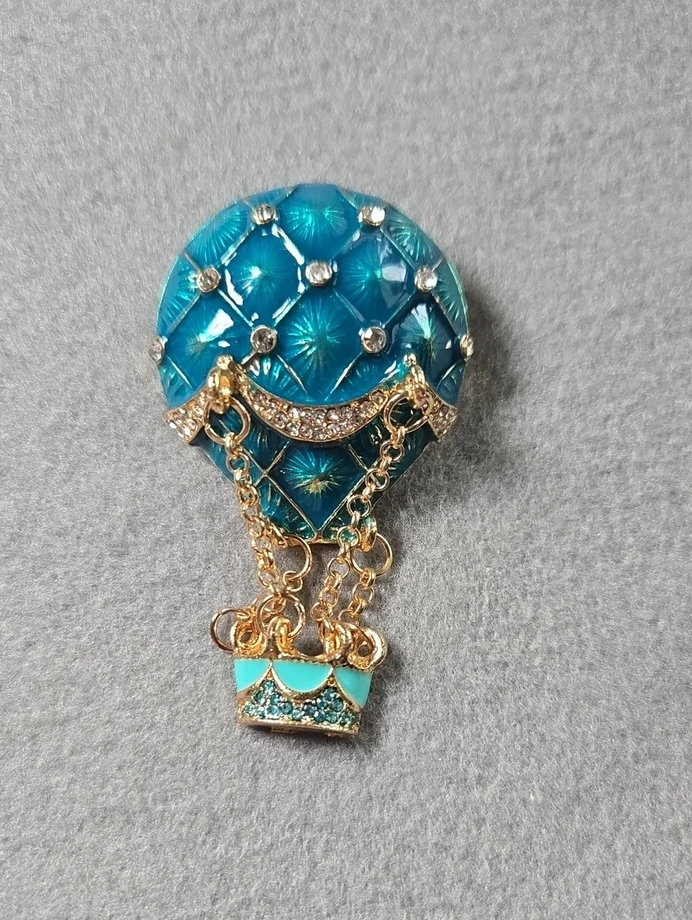 Turquoise Hot Air Balloon Brooch